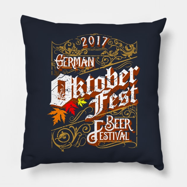 Vintage look Oktoberfest 2017 Pillow by Styleuniversal