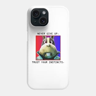 Peppy Hare Never Give Up (Black Text) Phone Case