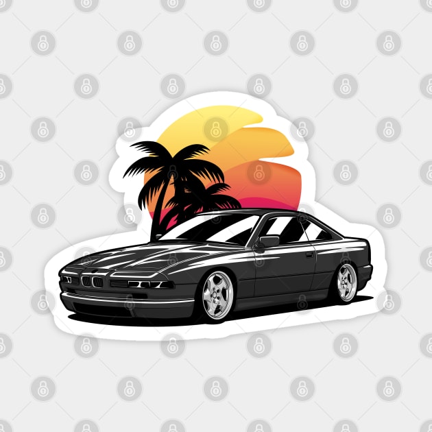 Black E31 860 Coupe Sunset Palms Magnet by KaroCars