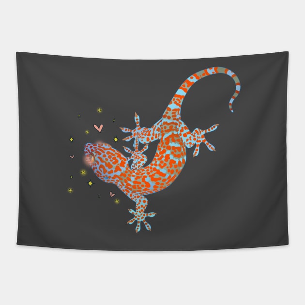 Kawaii Tokay Gecko Tapestry by ziafrazier