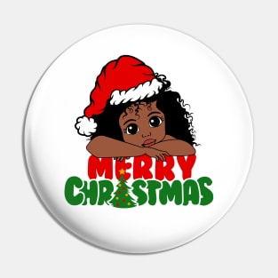 American African Christmas Santa Cute Natural Hair Afro Xmas Pin