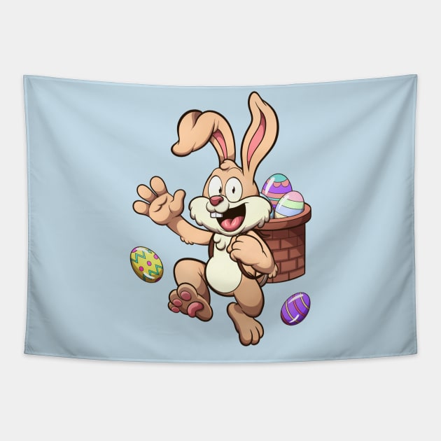 Happy Easter Bunny With Basket Full Of Easter Eggs Tapestry by TheMaskedTooner