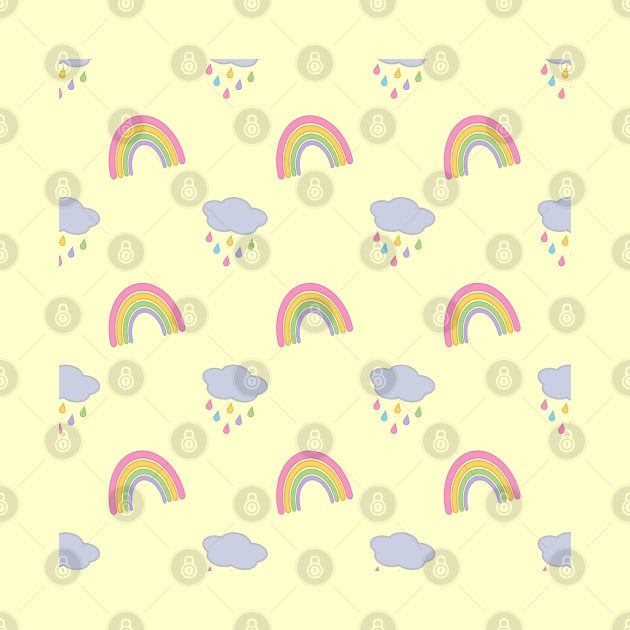 Rainbow and Rain Clouds in Yellow by Kelly Gigi