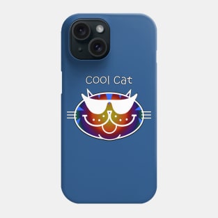 COOL CAT 2 - DARK RAINBOW TABBY, WHITE OUTLINE Phone Case