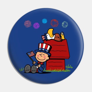 4th Of July USA Independence Day Patriotic American Cartoon Pin