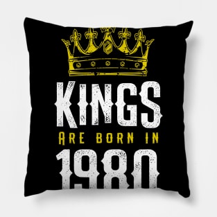 kings are born 1980 birthday quote crown king birthday party gift Pillow