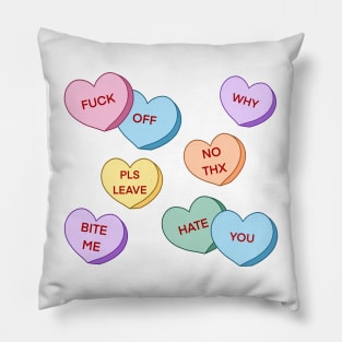 Rude Candy Hearts Pattern Pillow