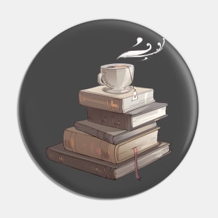 Stack of Books and Teacup Pin