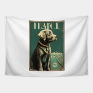 France Dog Vintage Travel Art Poster Tapestry