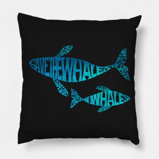 Save the Whales Aqua Pillow