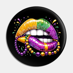 Mardi Gras Lips, Carnival Mardi Gras Outfit ,Fat Tuesday ,Flower de Luce,Mardi Gras Day, Mardi Gras Gift For Women Pin