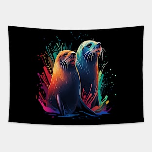 Sea Lion Couple Valentine Tapestry