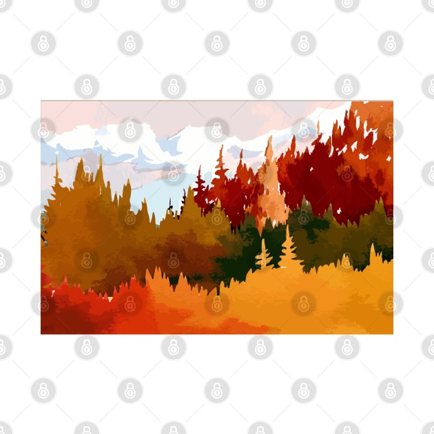 Autumn forest painting by PrintsMatic