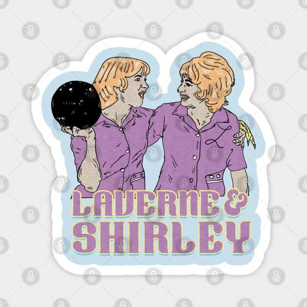 Retro Laverne and Shirley Fan Art Design Magnet by Motor Lipat