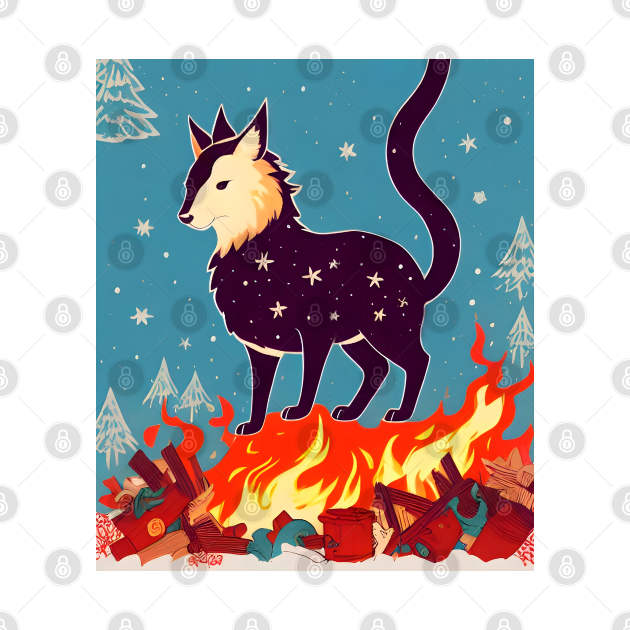 cute creature on fire on xmas sticker by FRH Design