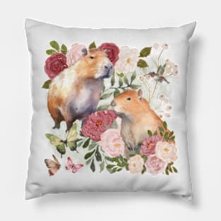 Capybara Botanical Garden Pillow