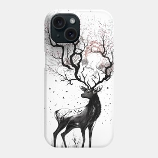 Nara Deer and Cherry Blossom Sumi-e Phone Case