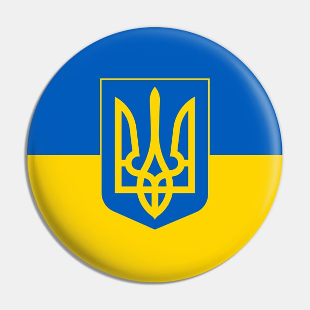 Flag of Ukraine with Coat of Arms (black background) Pin by COUNTRY FLAGS