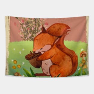 Cute Squirrel On Life Is a Journey Tapestry