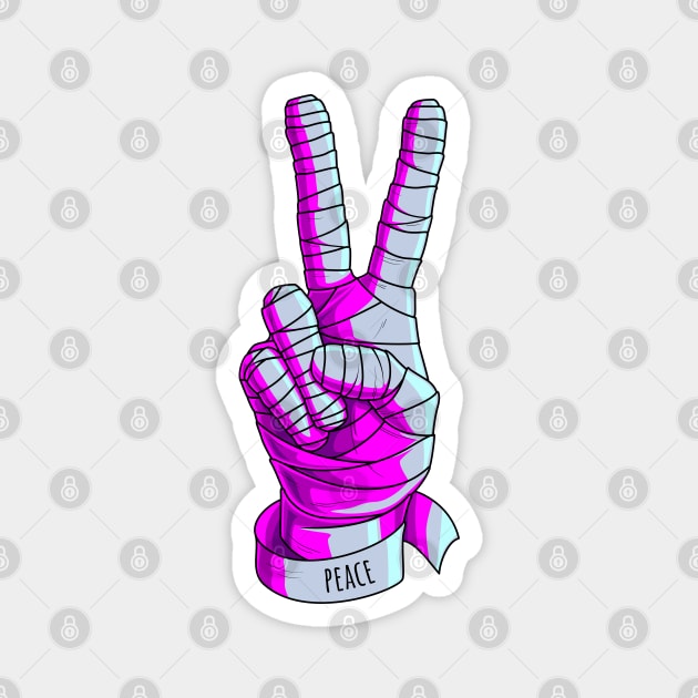 Mummy hand. Peace sign hand. Magnet by art object