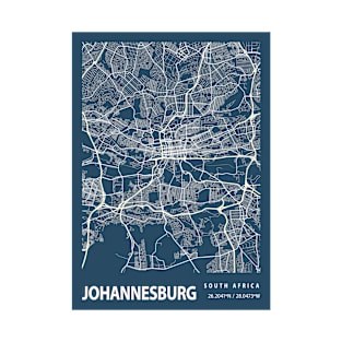 Johannesburg Blueprint Street Map, Johannesburg Colour Map Prints T-Shirt