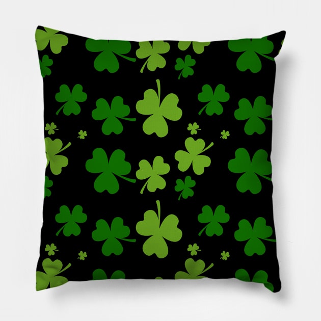 St Patricks day Clovers Leaf Pattern Pillow by trendybestgift