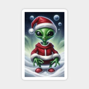 Cute Alien Santa Claus Magnet