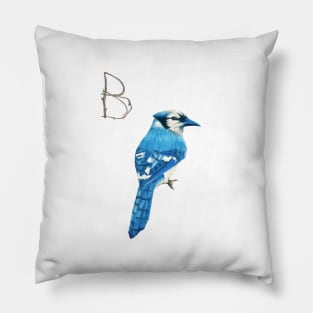 B for blue bird alphabet illustration Pillow