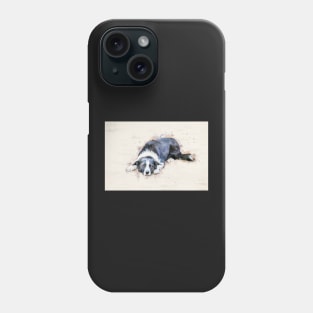 Cute Border Collie Lying on Ground Watercolor Phone Case