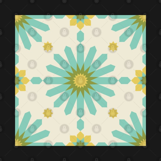 Geometric Starbursts - Blue + Yellow by latheandquill