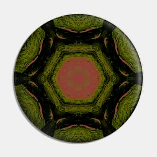 Fantasy Majestic Pink and Green Kaleidoscope Pattern Pin