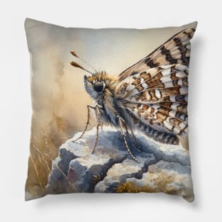 Dingy Skipper - Watercolor Butterfly Pillow