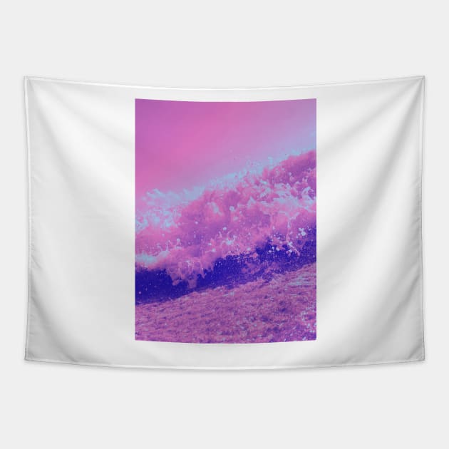 Ocean Wave in Pink Neon Gradient - Perfect for Ocean-Loving Girls Tapestry by Sgrel-art