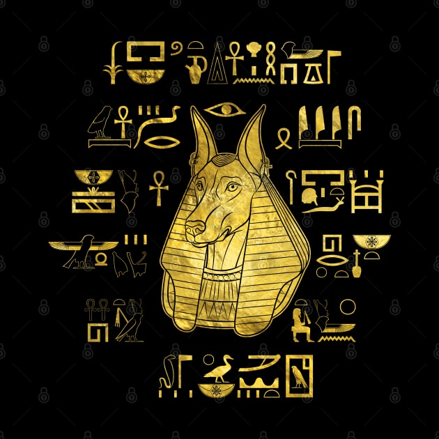 Golden Anubis  with hieroglyphs by Nartissima