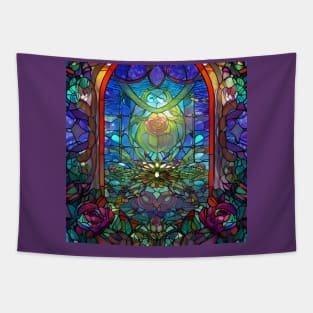 Stained Glass Roses Tapestry