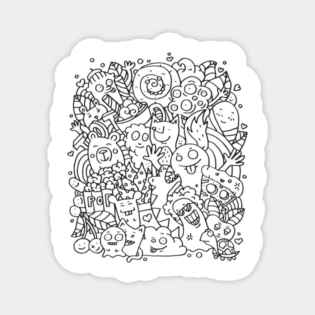 Funny Doodle Creatures Doodle Magnet Teepublic Au Illustration about cute, colorful, childish doodle monsters and creatures. teepublic