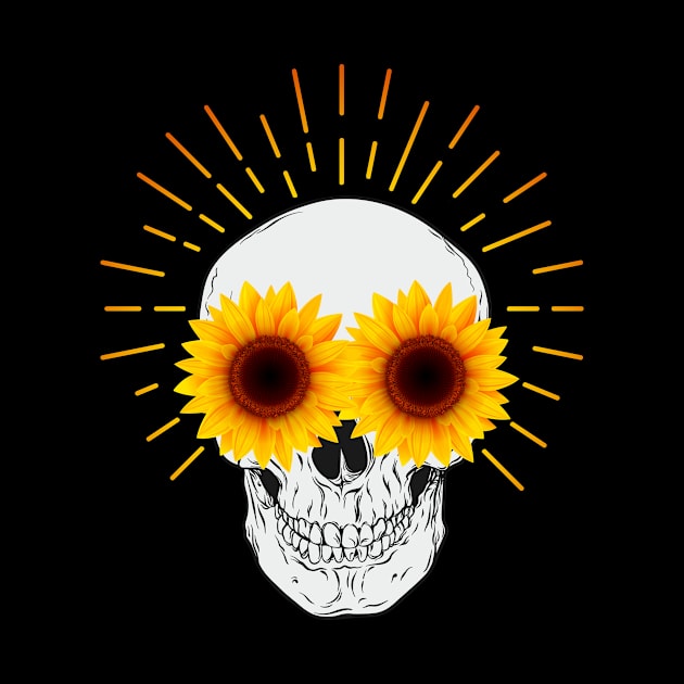 Sunflower Skull With Sunny Flowers in its Cute Dead Eyes by PerttyShirty