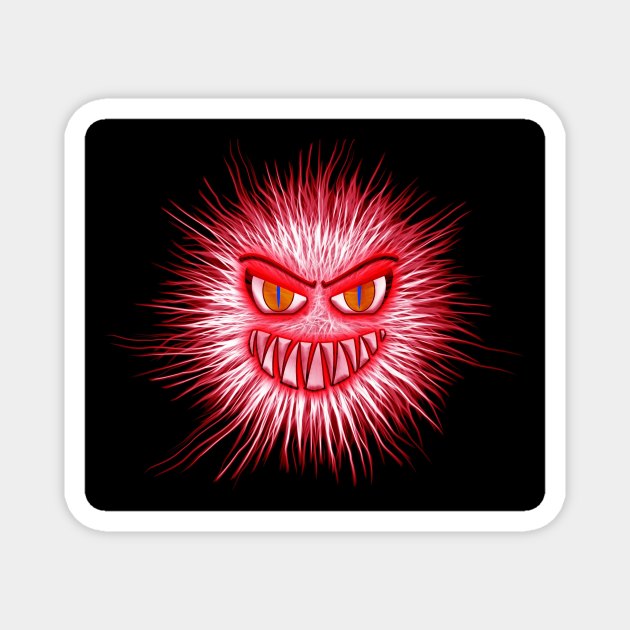 Red monster design or red virus in disguise Magnet by Montanescu