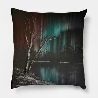 Red Green and Blue Northern Lights Pillow