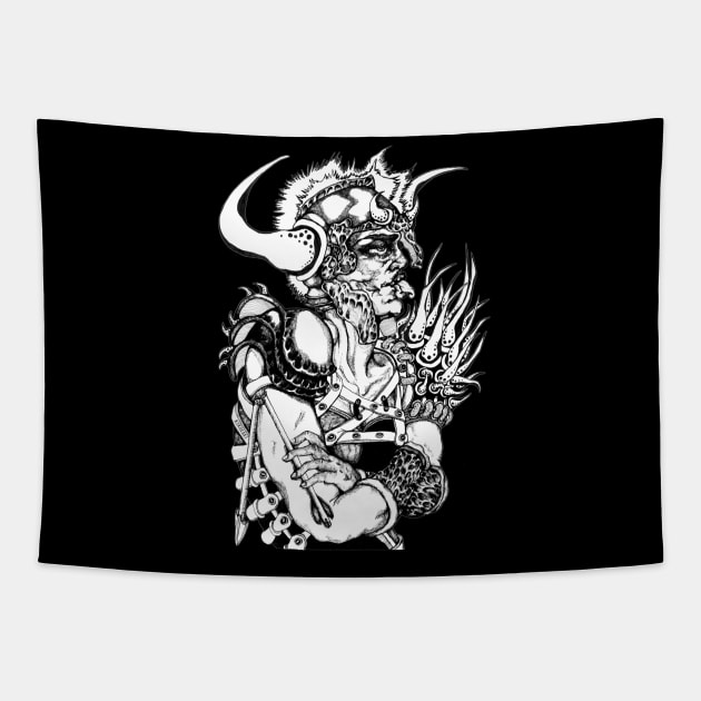 Knight Attitude Fantasy Illustration Portrait Tapestry by KikoeART