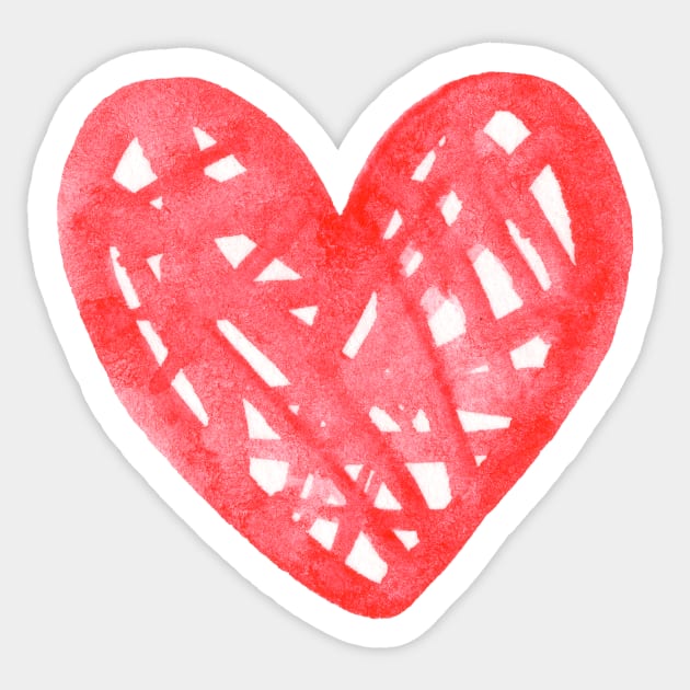 red watercolor heart - Red Heart - Sticker