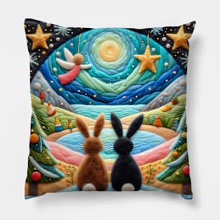 Christmas Bunnies Pillow