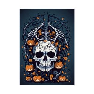 Halloween Skull and Pumpkins T-Shirt