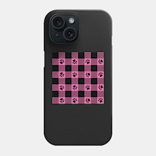 Pink Paw Print Plaid Phone Case