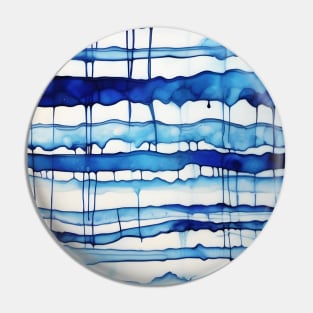 Blue Horizontal Watercolor Stripes Pin