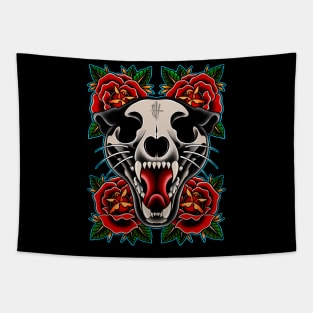 Trad Panther Skull Tapestry