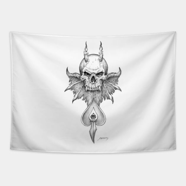 Demon Skull Tapestry by Paul_Abrams