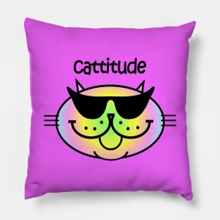 CATTITUDE 2 - SOFT RAINBOW TONES Pillow