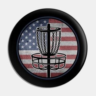 Funny Disc Golf Player USA American Flag Pin