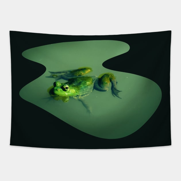 A frog swimming in a pond Tapestry by Arteria6e9Vena